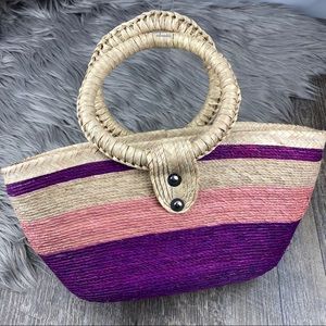 Woven Ring Handle Bag Purse
